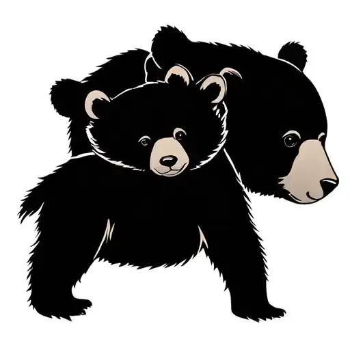 three bear cubs simple outline tattoo design idea