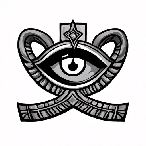 ankh symbol with eye tattoo design idea