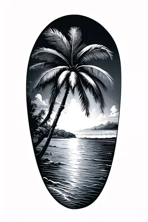 Beach Palm Tree tattoo design idea