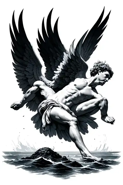 falling icarus tattoo design idea