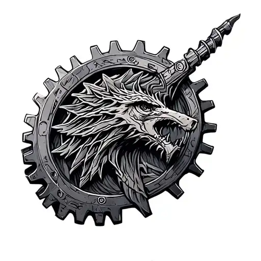 game of thrones bio mechanical gears tattoo design idea
