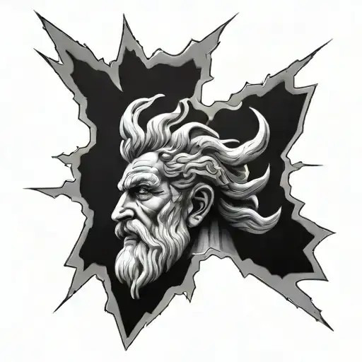 zeus with lighting going throughout tattoo design idea