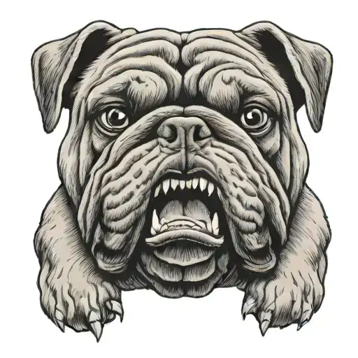 Bulldog teeth outline tattoo design idea