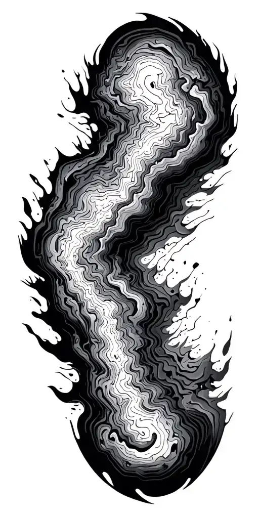 topography map lines connecting various tattoo design idea