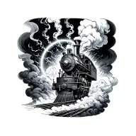 magical steam engine train that circles around the ankle like and ankle braclet.  tattoo design idea