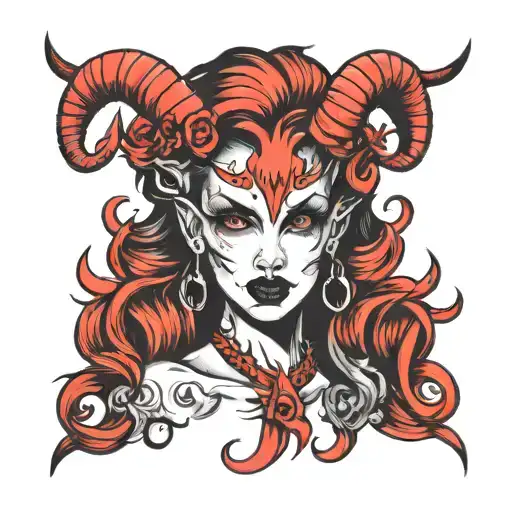 she devil face tattoo design idea