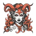 she devil face tattoo design idea