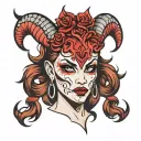 she devil face tattoo design idea
