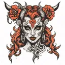 she devil face tattoo design idea