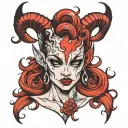 she devil face tattoo design idea