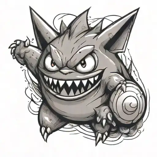 Gengar and a Poke ball tattoo design idea