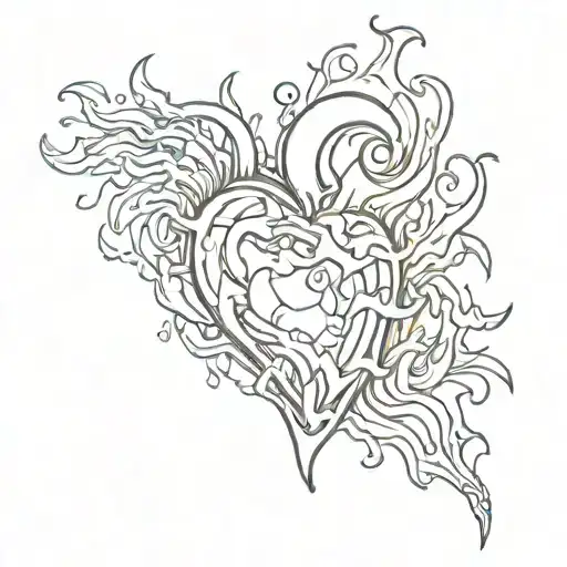 Heart on fire tattoo design idea