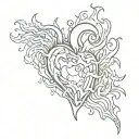 Heart on fire tattoo design idea