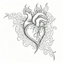 Heart on fire tattoo design idea