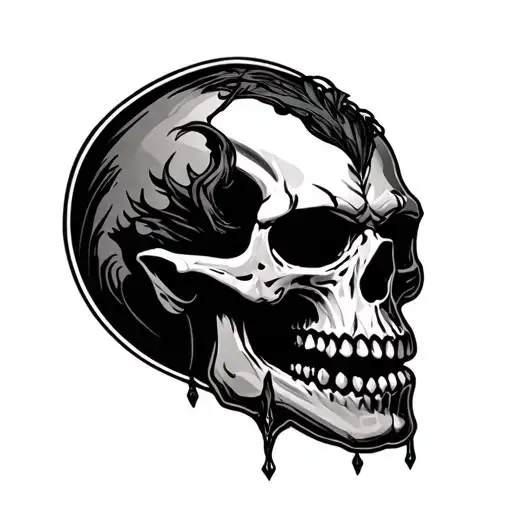 evil skull tattoo design idea