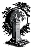 Arlington cemetery headstones with moon shining tattoo design idea