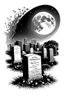 Arlington cemetery headstones with moon shining tattoo design idea