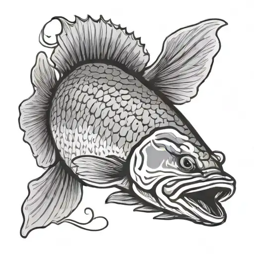 walleye fish outline tattoo design idea