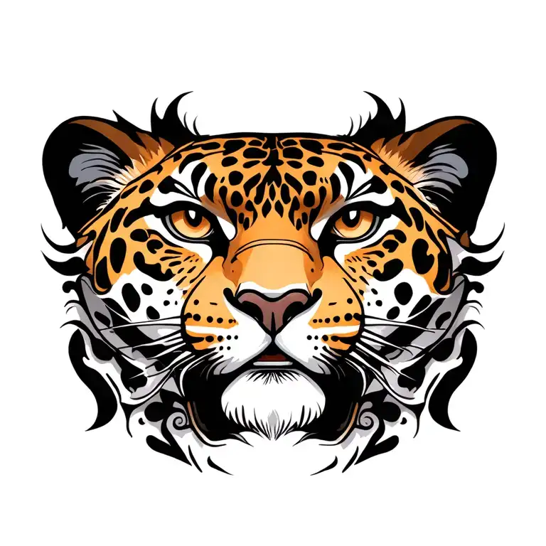 Jaguar face tattoo design idea