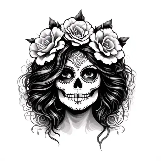 the catrina mexican woman tattoo design idea
