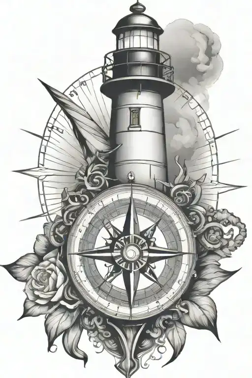 lighthouse compass anchor tattoo design idea
