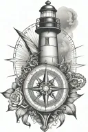 lighthouse compass anchor tattoo design idea