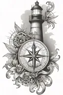 lighthouse compass anchor tattoo design idea