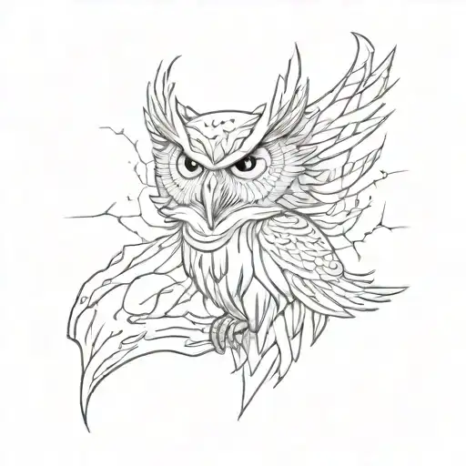 owl attacking tattoo design idea