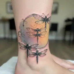 A tattoo design featuring five dragonflies, each representing one of your children, with their names subtly incorporated into the wings tattoo design idea