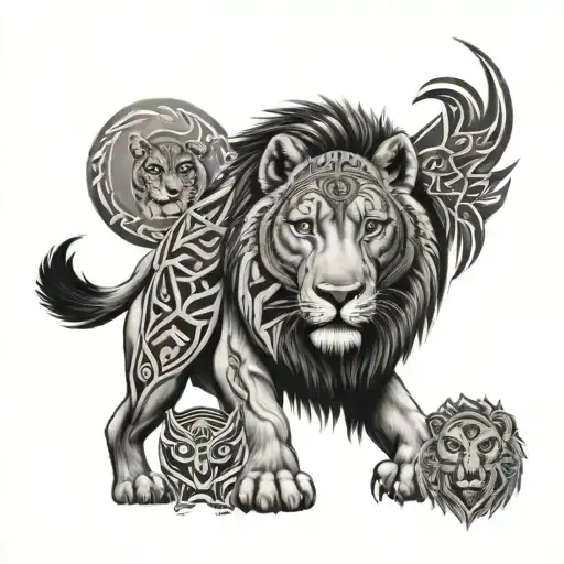 Lion, Wolf, Owl, native american tribal tattoo design tattoo design idea