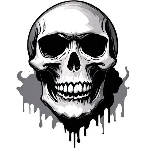 sad skull tattoo design idea