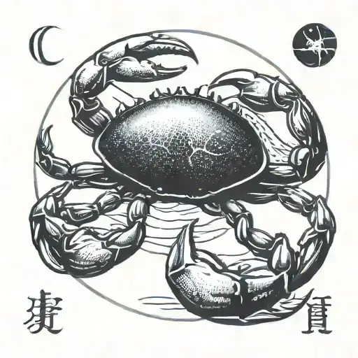 a crab holding the moon cancer zodiac signs tattoo design idea
