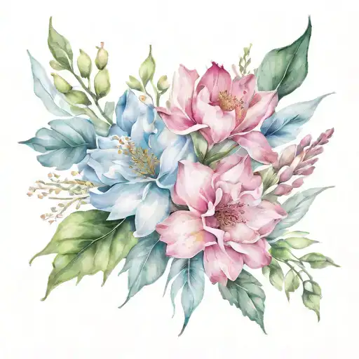 july august September november birth flower bouquet tattoo design idea