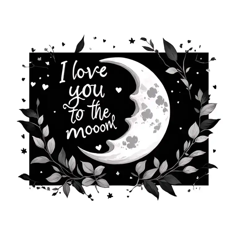 I love you to the moon and back writing poetry tattoo design idea