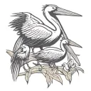 Pelican and young chicks tattoo design idea