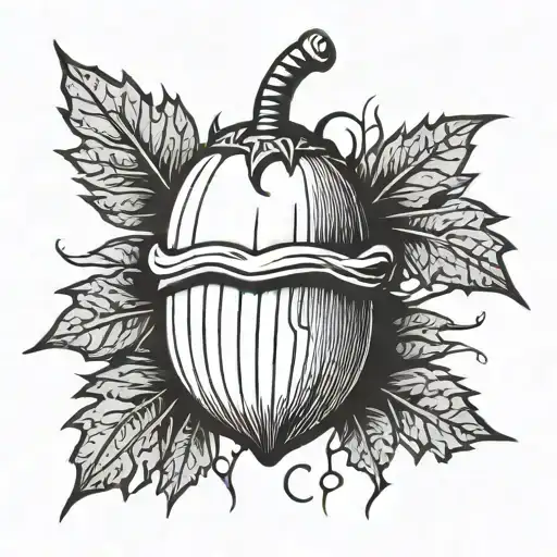 Punk look, black-and-white smooth acorn, fine line minimalist, alternative grunge 8.31.16 tattoo design idea