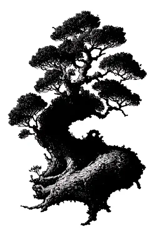 dead olive tree with juice world 999 tattoo design idea