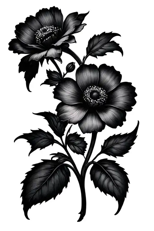 Minamalist black small flower tattoo tattoo design idea