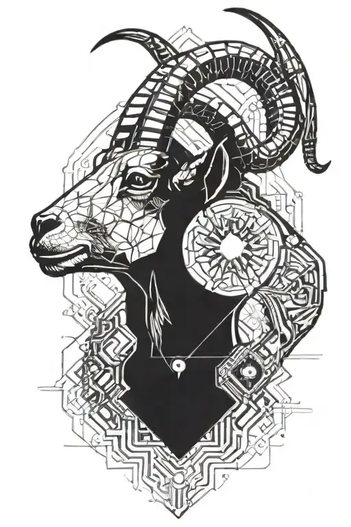 goat head tattoo design idea