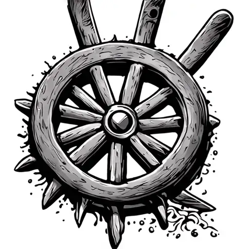 wagon wheel with peace sign tattoo design idea