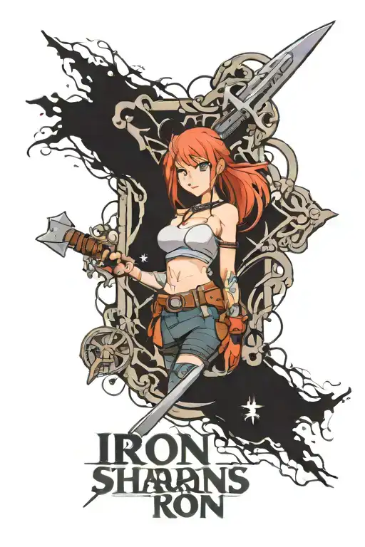 Quote 'Iron sharpens iron' tattoo design idea