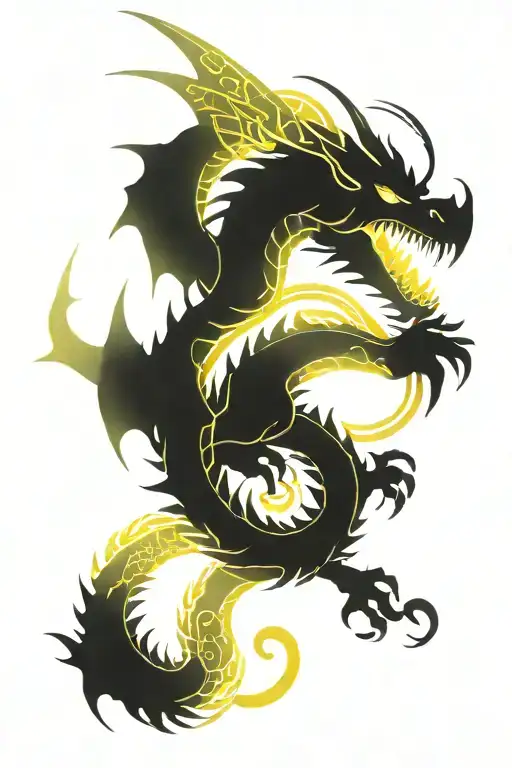 western dragon breathing fire tattoo design idea
