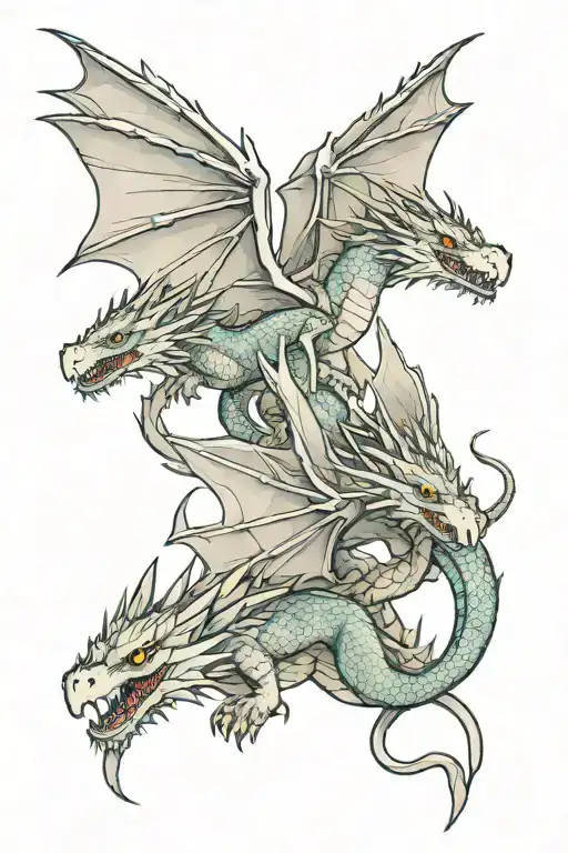 mother daughter, dragons flying together, survival, loyalty, fun, fantasy aspects, journey  tattoo design idea
