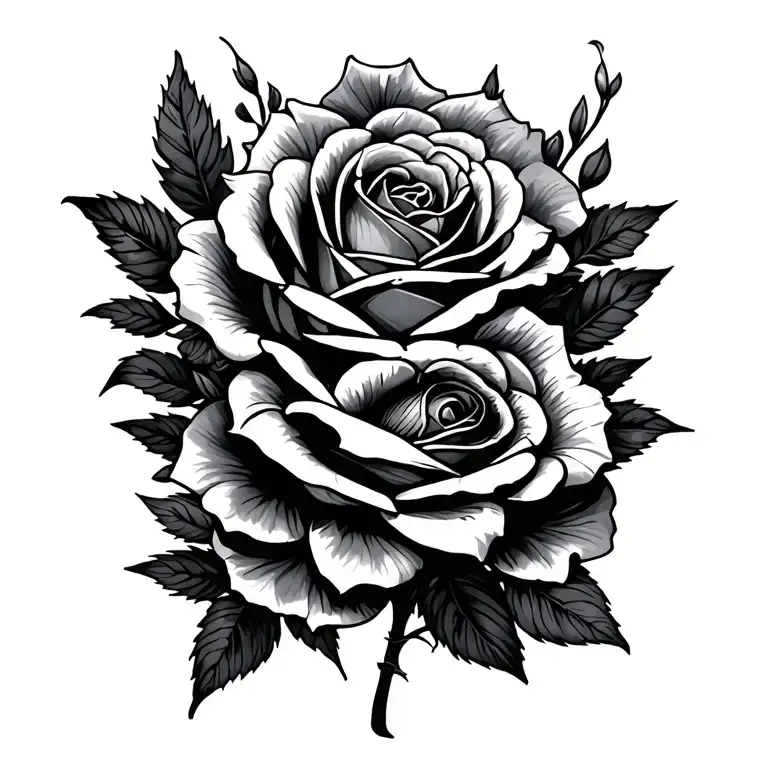 Bohemian roses intertwined petite  tattoo design idea