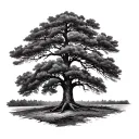 Live Oak Tree forest changing into pine tree forest tattoo design idea