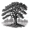 Live Oak Tree forest changing into pine tree forest tattoo design idea