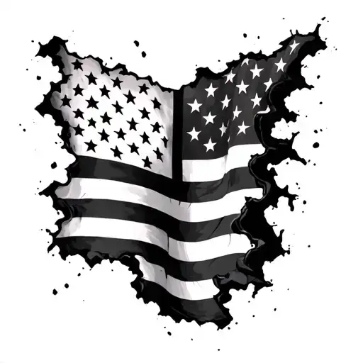 American Flag Ripping Through Skin tattoo design idea