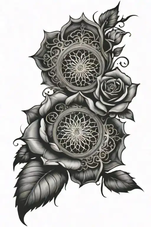 rose window gothic style tattoo design idea