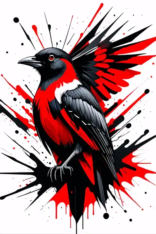 swift bird in a geometric black and red pattern no detail tattoo design idea