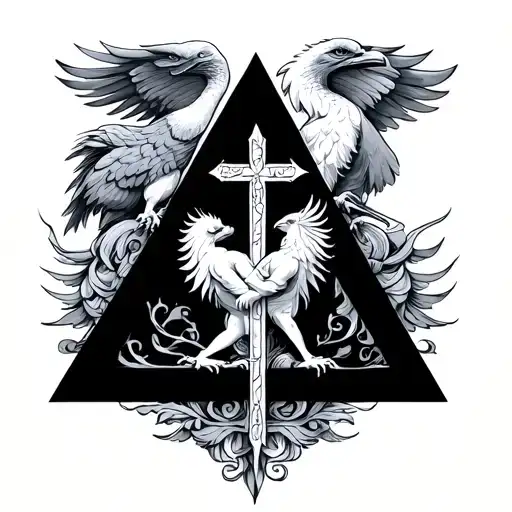 triangle with griffin Gianna and christo tattoo design idea